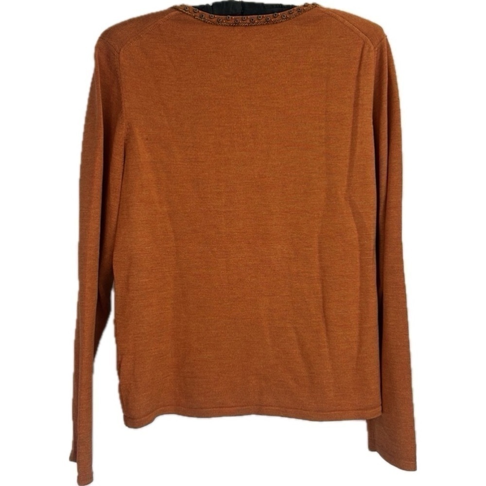 Silk Neiman Marcus Exclusive Crewneck Sweater with Bead Detail Burnt Orange - Picture 5 of 7